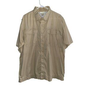 Rustic Ridge Men's Short Sleeve Tan Vented Back Button-Up Shirt Size 2XL